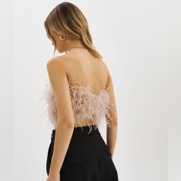 LAMARQUE Zania Top ($295) Feather Bustier tan/nude - LIKE NEW - size medium - Picture 4 of 14
